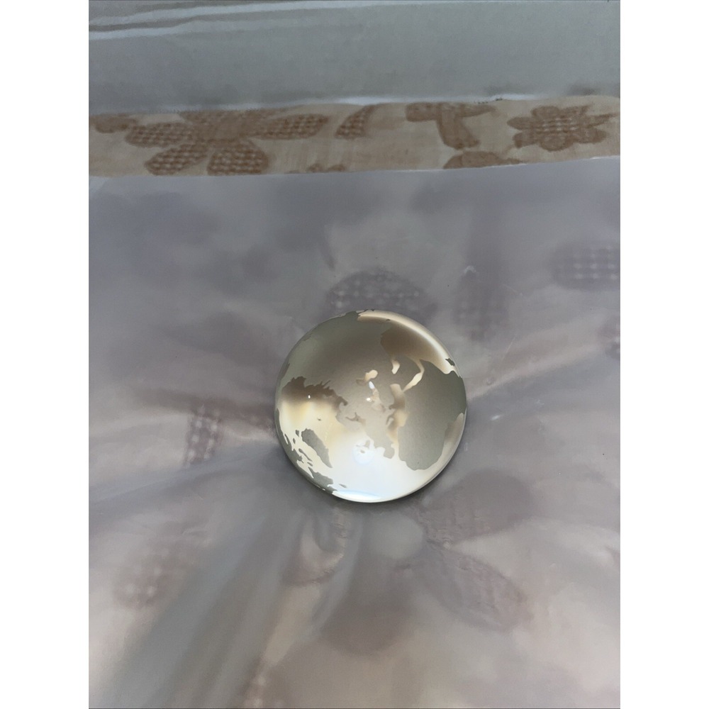 Blown Glass Paperweight-Frosted World Globe‎ of Earth Round